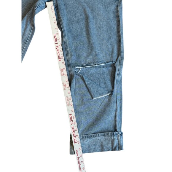 Baggy High Rise Wide Leg Distressed Jeans Pink Lily Light Wash Denim Size 32 - Picture 8 of 10